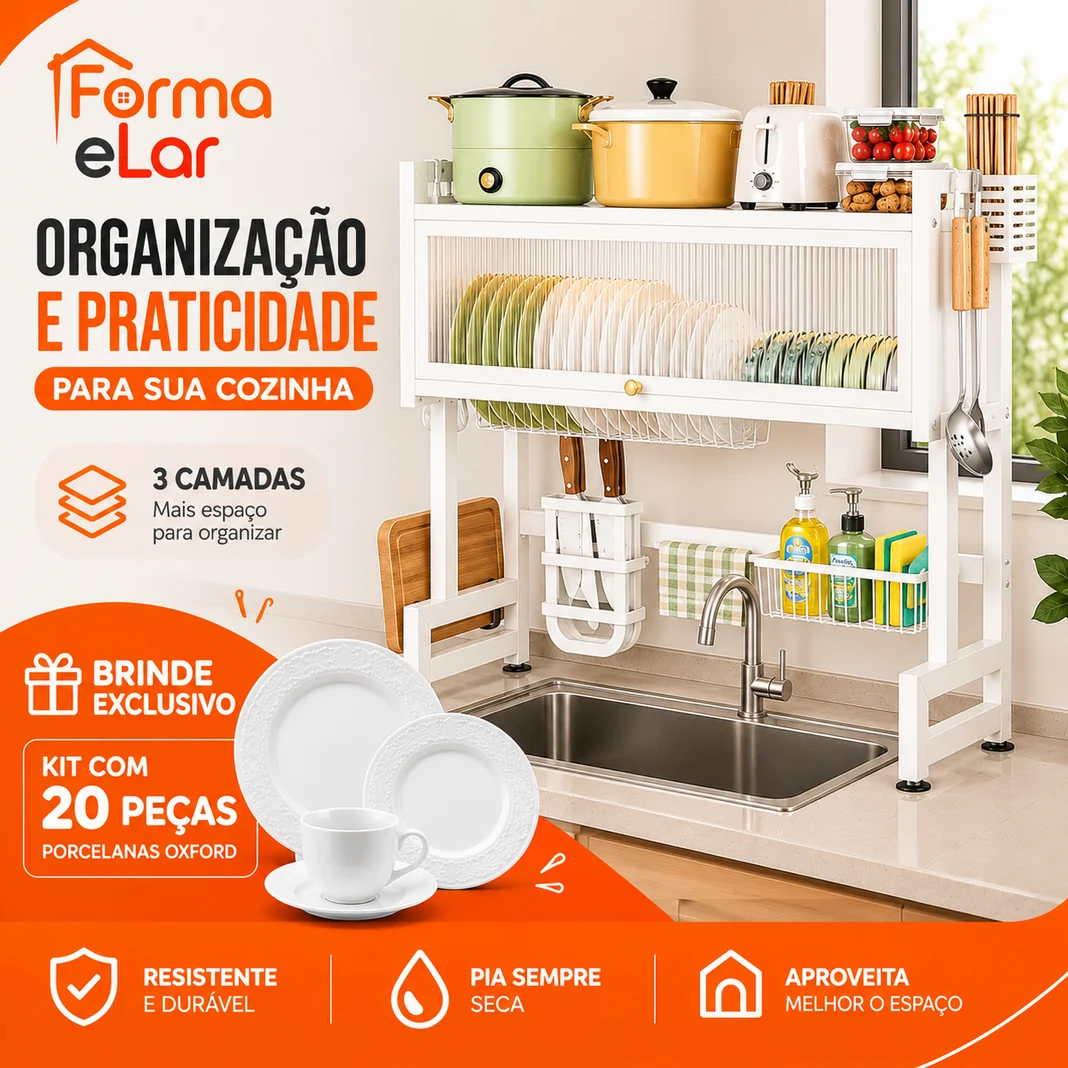 Escorredor de louças suspenso branco